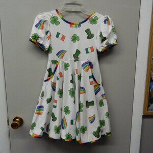 Girls size 12 Knit St Patricks Day Dress Shamrocks Rainbow Chris n Missy